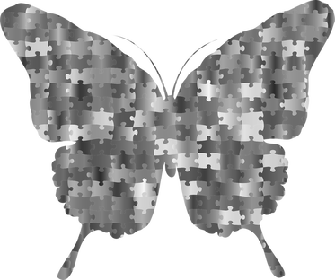 black and white butterfly made of puzzle pieces