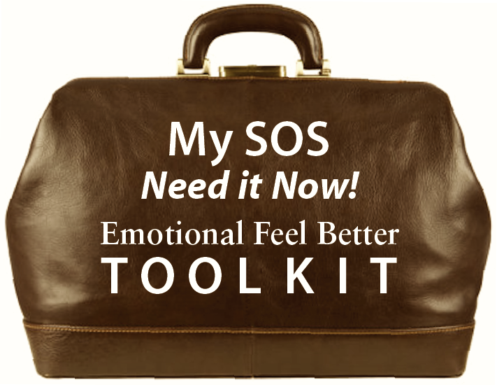 doctor bag with text on it that says Catherine's SOS Need it Now Emotional Feel Better Toolkit